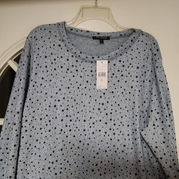 New Tint & Shadow Denim Combo Long Sleeve Crew Top Size Women's XL - Picture 2 of 2